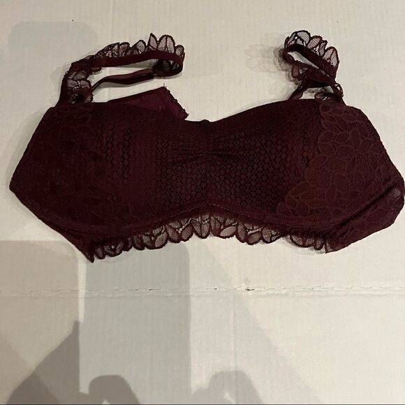 Aerie bralette maroon large lacy  adjustable straps - Picture 1 of 11
